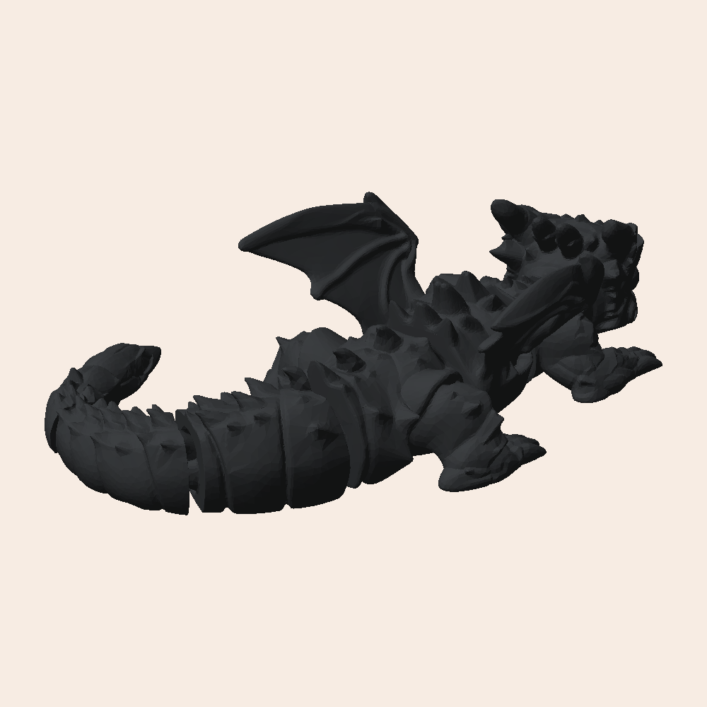 Dragão articulado impresso em 3D, com escamas e asas